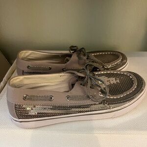 Sperry Women's Silver Sequin Sneakers
